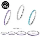 6-12mm 16G Titanium Zircon Nose Ring Ear Helix Tragus Hinged Hoop Body Piercing