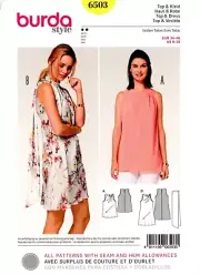Burda 6503 Airy, Bias Cut Top & Dress w Angled Pleats, Scarf Sz 8-20 UC Pattern