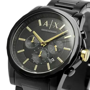 ARMANI EXCHANGE 男錶 手錶 44mm 黑色鋼錶帶 男錶 手錶 腕錶 三眼 AX2094 AX(現貨)