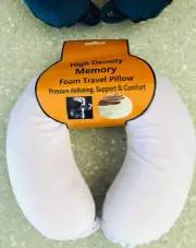 Memory Foam Neck Travel Pillow w/ SnapOn High Density U-Shape light Purple
