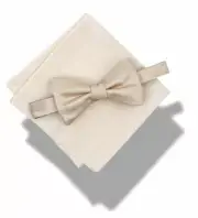 $65 Alfani Men's Ivory Pre-Tied Adjustable Bowtie & Pocket Square Set