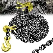 G80 Transport Binder Chain 1/4 Inch x 14 Ft | Tow Chain with Clevis Grab Hooks | 3,300 lbs Safe Working Load | Heavy Duty Chain for Transporting Towing Tie Down Binding Equipment