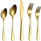 Flatware Set 20 Piece, Stainless Steel with Titanium Gold Plated, Golden Color