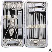 Tool Kit 19Pcs/Set Pruning Nail Clippers Cutting Pliers Set Nail Skin Pedicure DIY Tool Kit(Gold)