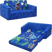 Foldable Children's Sofa Backrest Chair, 2-in-1, Extra Large, Stable Children's Couch with Fabric Bag for Girls and Boys, Soft Lightweight Flip Open Children's Chair, Play Sofa, Children's Room (Blue