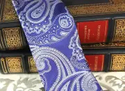 CANALI PAISLEY TIE - BLUE WHITE - NEW IN PLASTIC W/ TAG - FREE BOXED SHIP