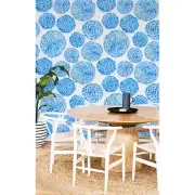 Japanese flower pattern circles blue subtle Home Decor Self-Adhesive Wallpaper
