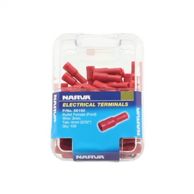 Narva 3mm Red Electrical Terminal Female Bullet - 100 Pack