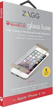 ZAGG iPhone 8 7 6S 6 InvisibleShield Tempered Glass Luxe Screen Protector Gold