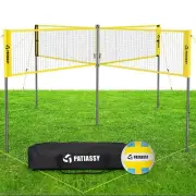 16FT 4 Square Volleyball Game Set with Adjustable Height, 4-Way Volleyball/Ba...
