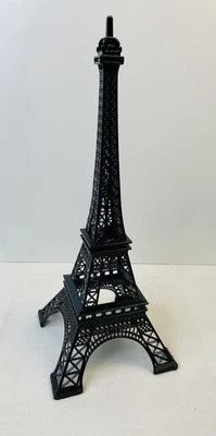 12" Eiffel Tower Statue Decor Alloy Metal, Black (2 Pieces - Snaps Together)