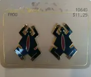 RARE New Laurel Burch Vintage Frog Stud Earring Set Black Red & 14KT Gold Filled
