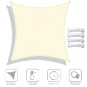 12x12Ft 97% UV Block Square Sun Shade Sail Canopy Yard Patio Pool Rice White