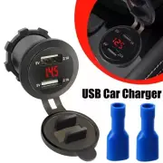 Car Charger Dual 2.1A USB Socket Power Plug LED Voltmeter Fast Charging Adapter