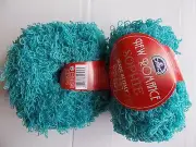 DMC New Romance Sophie wool blend loopy yarn, turquoise, lot of 2 (44 yds each)