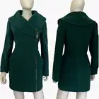 SALEWOMEN COAT ASYMMETRIC ZIP SHAWL COLLAR LINED INSULATED WOOL BLEND JACKET