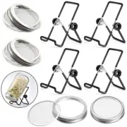 Sprouting Jar Lid (32oz Glass Jars) with 4 Pack Stainless Steel Sprouting Sta...