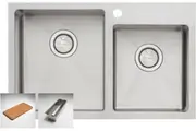 Oliveri Apollo 1 & 3/4 Double Left Hand Bowl Inset/Undermount/Flush Sink AP1415