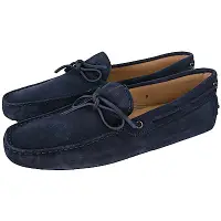 在飛比找Yahoo奇摩購物中心優惠-TOD’S Gommino 麂皮綁帶休閒豆豆鞋(男鞋/深藍色