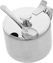 DONFAMDS Stainless Steel Seasoning Bowl with Lid and Spoon Compact Sugar Container for Kitchen and Restaurant Use Fresh Storage for Salt and Condiments and User Friendly Design
