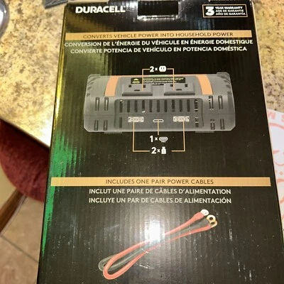 Duracell 1000W High Power Inverter 2000W Peak, 2x AC & USB, Type C, Auto, Home
