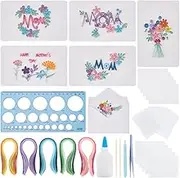 WEBEEDY 20 Sets Mother's Day Quilling Greeting Card Kit Paper Quilling Kit for Adults Beginner 5 Styles Mom Flowers Happy Mother's Day 3D Quilling Card Making Kit with Instruction Unique Gift
