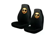 Pair of Emoji Car Front Seat Covers Sunglasses Faces