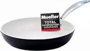 Mueller 12-Inch Fry Pan, Heavy Duty Non-Stick German Stone Coating Cookware, Aluminum Body, Even Heat Distribution, No PFOA or APEO, EverCool Stainless Steel Handle, Black