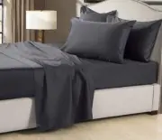 Super King bed 1000TC 50cm Hotel weight Luxury Sateen Sheet Set in Charcoal b...