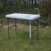 Portable Folding Fish Fillet Cutting Table w/ Sink Faucet Fishing Hunting Picnic