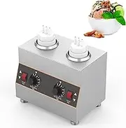 Sauce Heater, Sauce Dispensing Warmer, Mechanical Temperature Control, 2 Heating Methods (Dry Cooking/Adding Water), Capacity 650-2600 Ml, Suitable for Restaurants, Snack Stations(2grids)