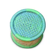 Handcraft Cane Bar Bamboo Stool/Mudda Outdoor Indoor Vintage Theme colour BLUE