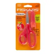4 Fiskars Pointed Tip 5" Safety Blade Kids Scissors RED w Eraser Sheath Lifetime