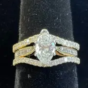 14K YELLOW GOLD - DIAMOND (TDW .46Ct) GUARD/NESTING RINGS