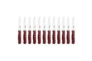 TRAMONTINA CHURRASCO RED STEAK KNIFE WIDE BLADE SET 12