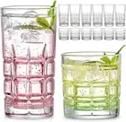 Bulk Drinking Glasses 12 Set Clear Glass Cups Mixed Glassware Sets 15 OZ Large