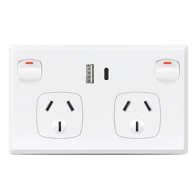 Double Power Point GPO Wall Outlet, USB Wall Charging, 5V/3.6A with 1 USB a & 1