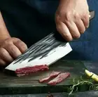 Full Tang Butcher Knife Handmade Forged Steel Wood Handle Chef Slicing Cleaver L