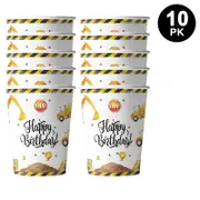 Construction Trucks Theme 250ml 9 OZ Paper Cups 10PK - Kids Birthday Party Tableware