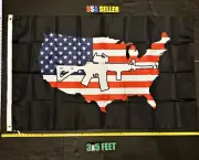 American Flag FREE FIRST CLASS SHIP! Trump USA AK47 White 2024 Veteran Sign 3x5'