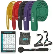 CHILLZ Pull Up Resistance Bands, 5 different Exercise Band, Pull Up, Resistance Band in KG with Handles, Door Anchor, Bag. New Workout Guide Designed by Pro Online PT.