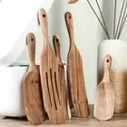 Natural Wood Long Handle Spatula Non Stick Baking Scraper Cooking Accessories