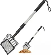 Poop Scoop,Chicken Poop Scooper, Adjustable and Detachable Metal Litter Scoop with Long Handled, Stainless Steel Garbage Shovel Used for Chicken Coop Accessories,Chicken Scooper