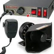 12V 200W 9 Tones Police Warning Emergency Siren PA System 180° Design Speaker