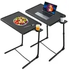TV Tray Table, WLRETMCI 2 Pack Folding TV Dinner Table ,Portable 6 Height & 3 Ti