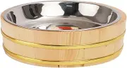 Sushi Rice Bowl 18cm (7in) Commercial Insulated Stone Pot Bibimbap White Wood Sushi Barrel, Suitable for Korean Sashimi, Japanese Cuisine,18cm/ 7in