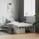 Metal Bed Frame with Headboard and Footboard White 106x203 cm King Single Size v