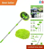 Stainless Steel Long Handle Car Wash Mop - Scratch-Free Microfiber Duster