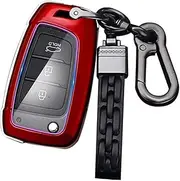 ontto ABS Fold Car Key Fob Cover Keyring Fit for Hyundai Elantra i30 i30n i35 i40 i10 i20 ix20 Solaris Tucson Kona Accent Key Box Keychain Key Shell Key Holder Accessories Protector 3 Button Red