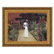 Design Toscano Lady in a Garden Framed Canvas Replica Painting: Small